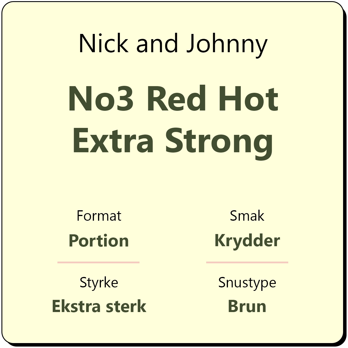 Nick and Johnny No3 Red Hot Extra Strong