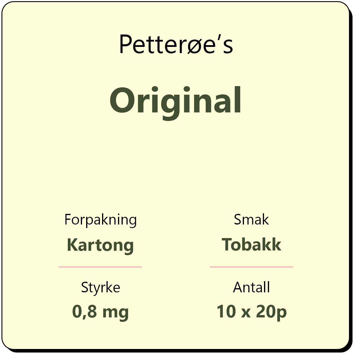 Petterøe's Original kartong