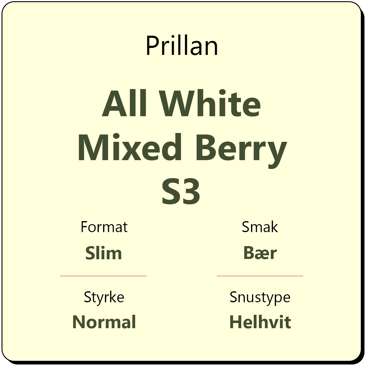 Prillan All White Mixed Berry S3