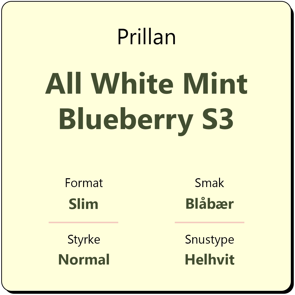 Prillan All White Mint Blueberry S3