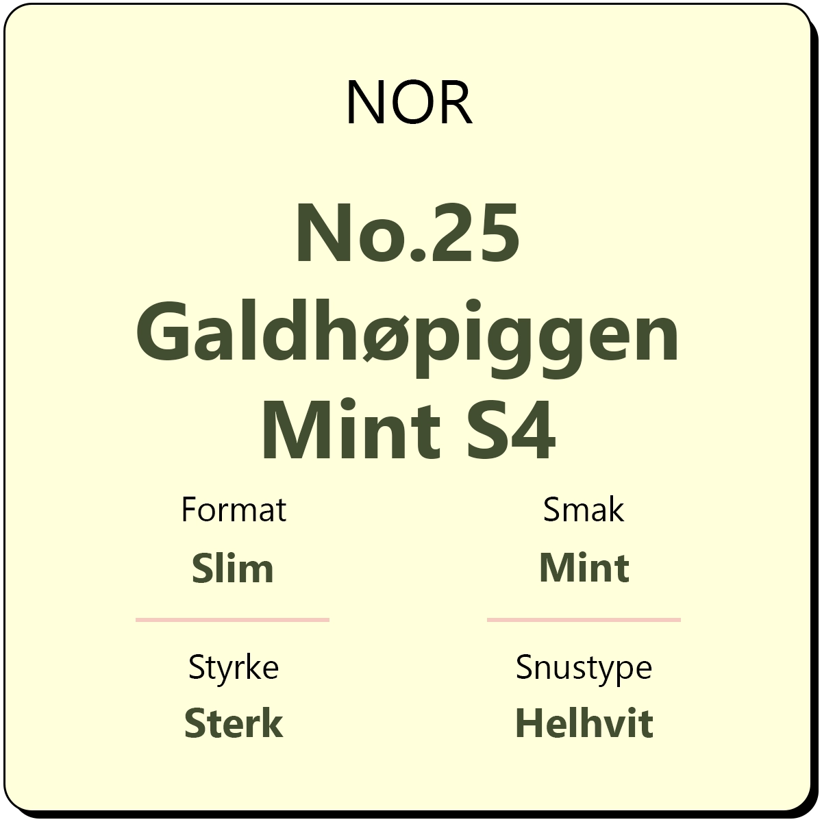 NOR No.25 Galdhøpiggen Mint S4